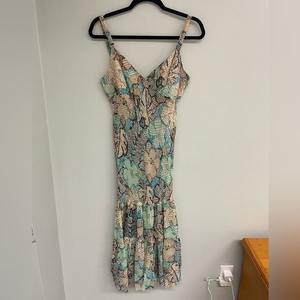 Nine West Vintage 100% Silk‎ Floral Mermaid Maxi Dress